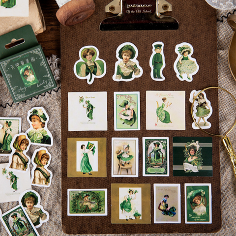 46PCS Green Angel Stickers