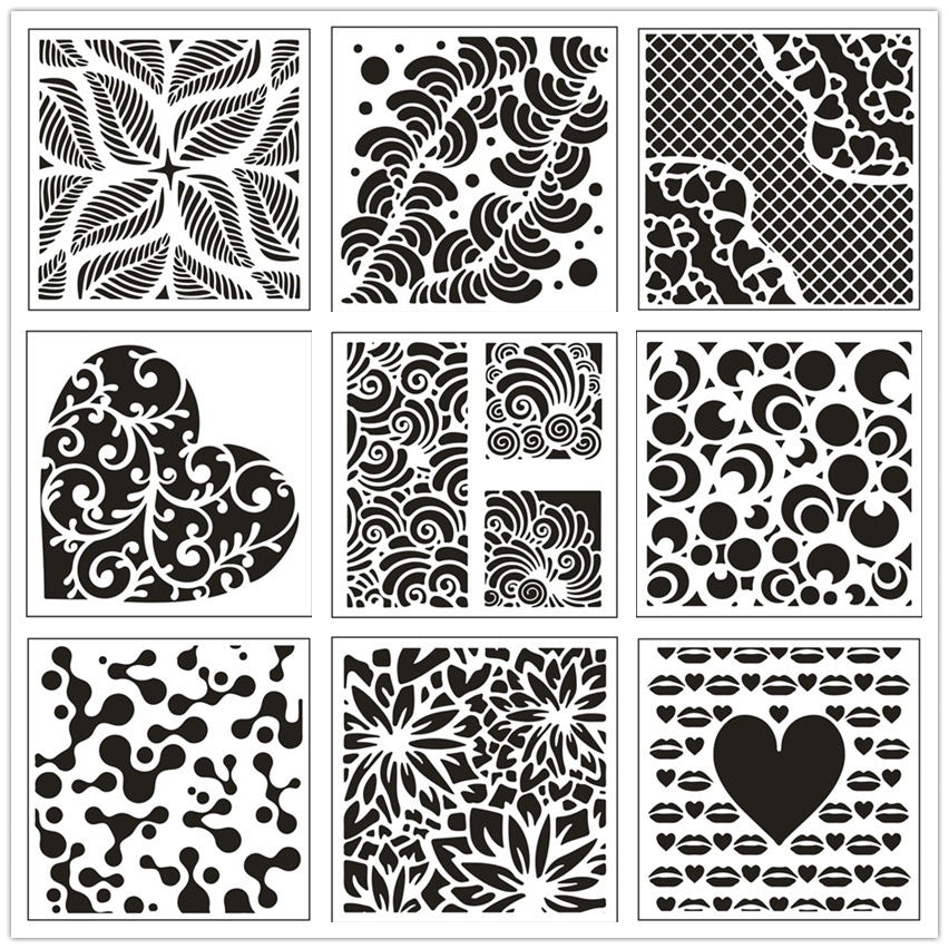 9PCS Pattern Layering Stencils Set