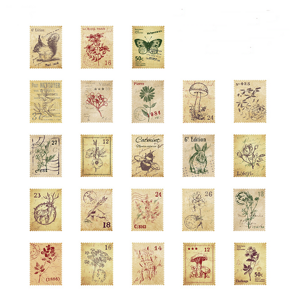 46PCS Vintage Stamp Journal Stickers