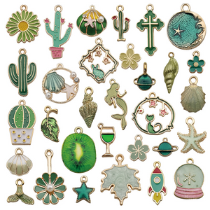31Pcs Green Series Alloy Drip Pendants