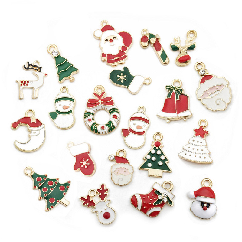 20-50PCS Christmas Dripping Oil Alloy Accessories Pendants