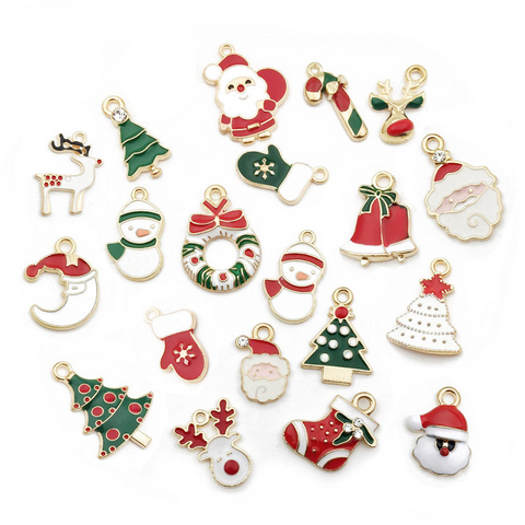 20-50PCS Christmas Dripping Oil Alloy Accessories Pendants