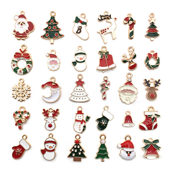 20-50PCS Christmas Dripping Oil Alloy Accessories Pendants