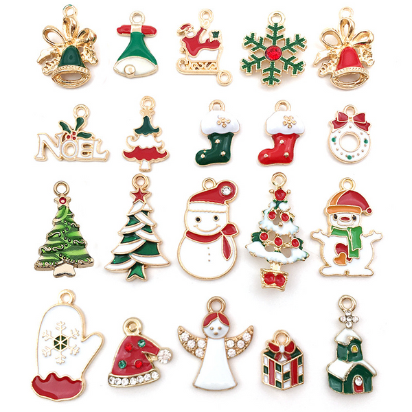 20-50PCS Christmas Dripping Oil Alloy Accessories Pendants
