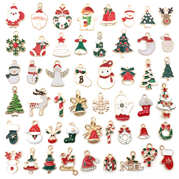 20-50PCS Christmas Dripping Oil Alloy Accessories Pendants