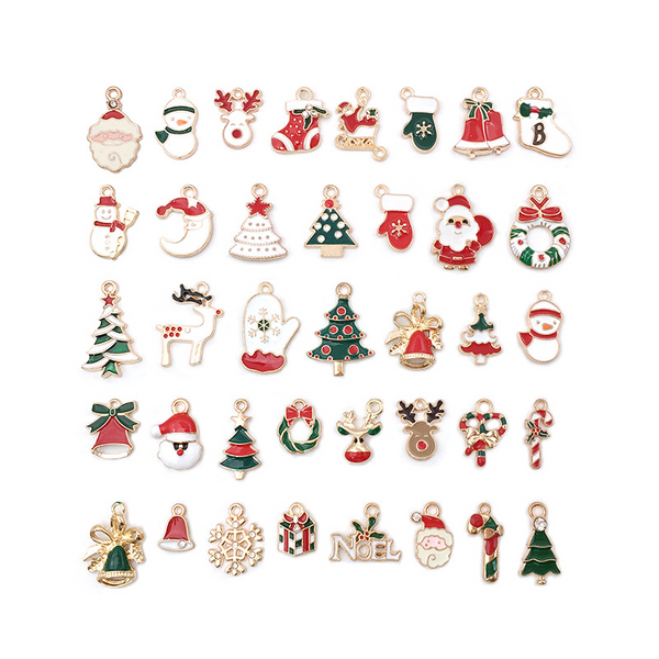 20-50PCS Christmas Dripping Oil Alloy Accessories Pendants