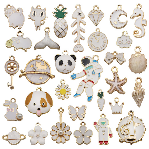 31Pcs White Series Alloy Drip Pendants